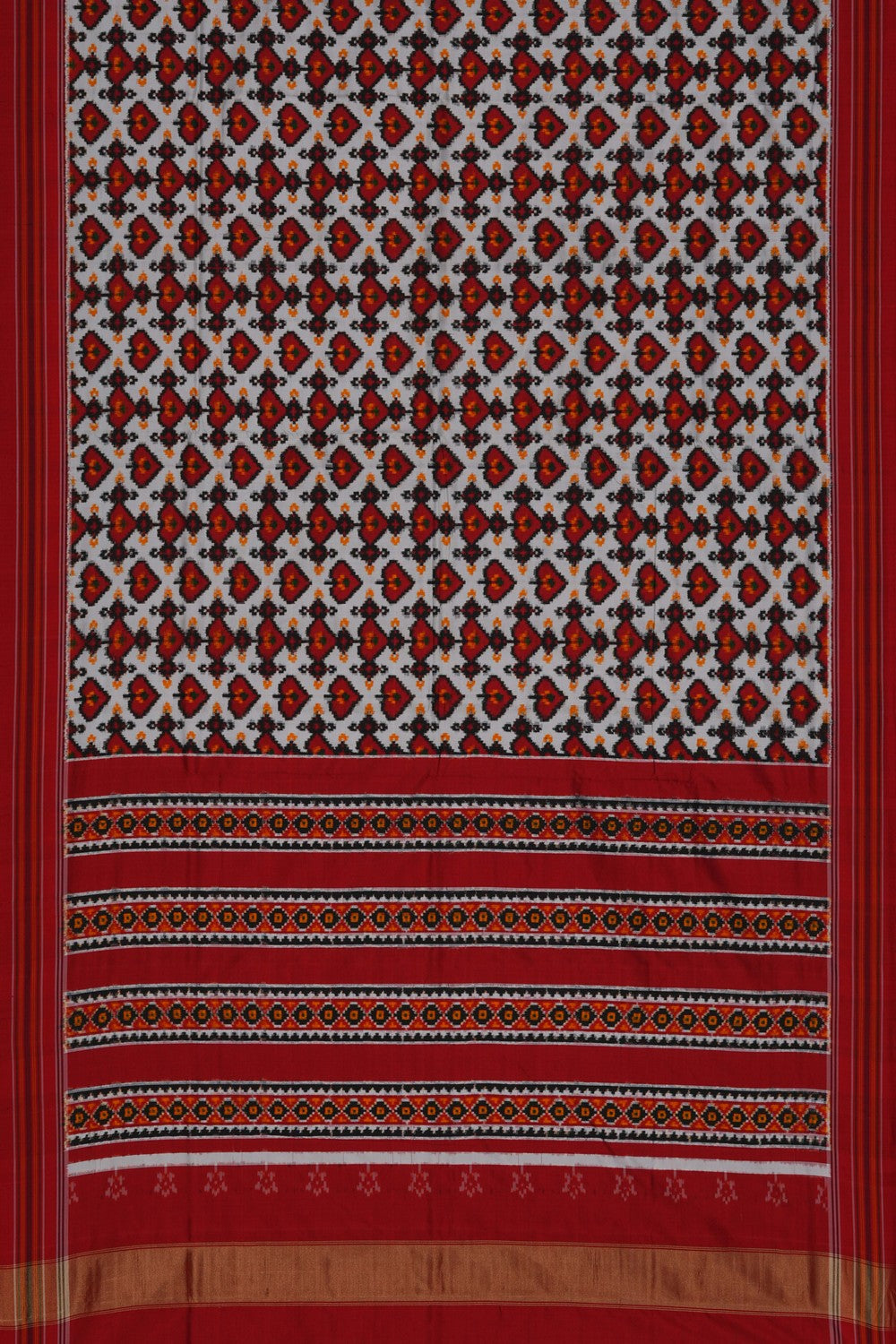 Image of Pochampally Ikat Silk Off-White Saree