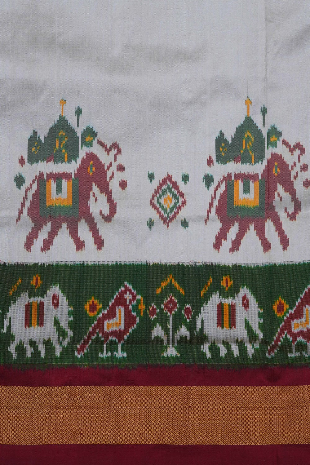 Image of Pochampally Ikat Silk White Saree