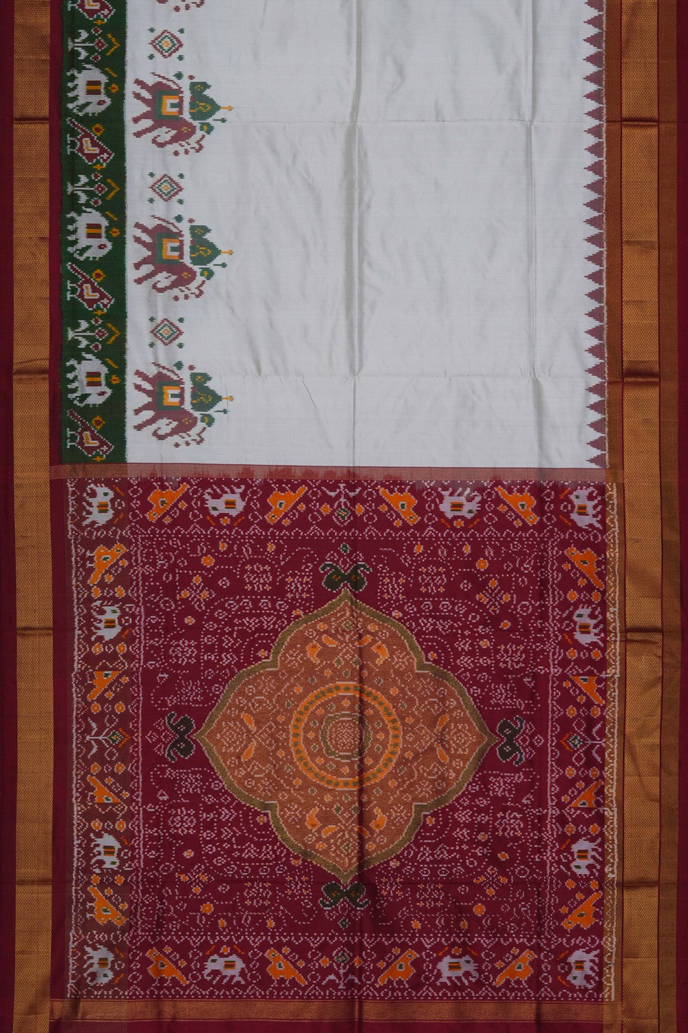 Image of Pochampally Ikat Silk White Saree