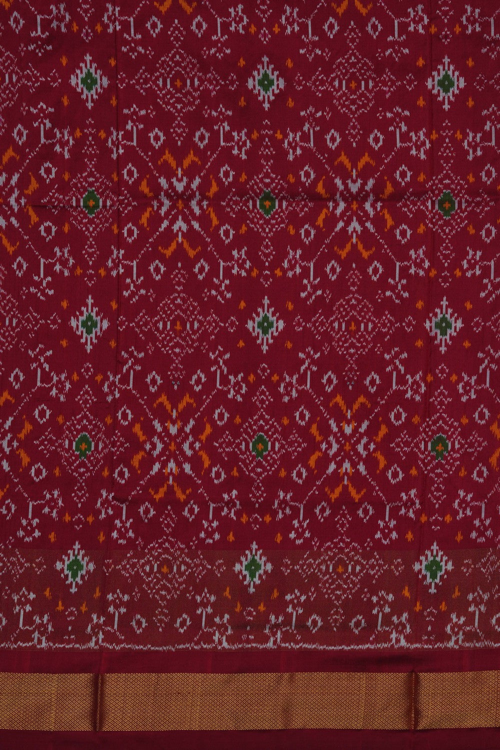 Image of Pochampally Ikat Silk White Saree