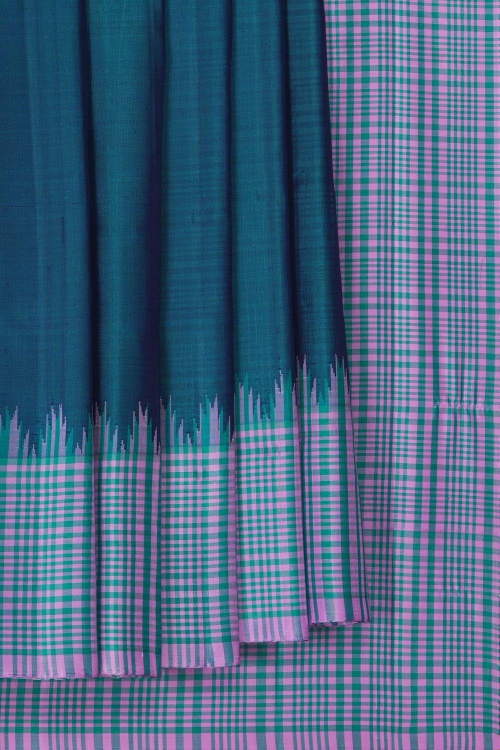 Image of Gadwal Silk Teal Blue Saree