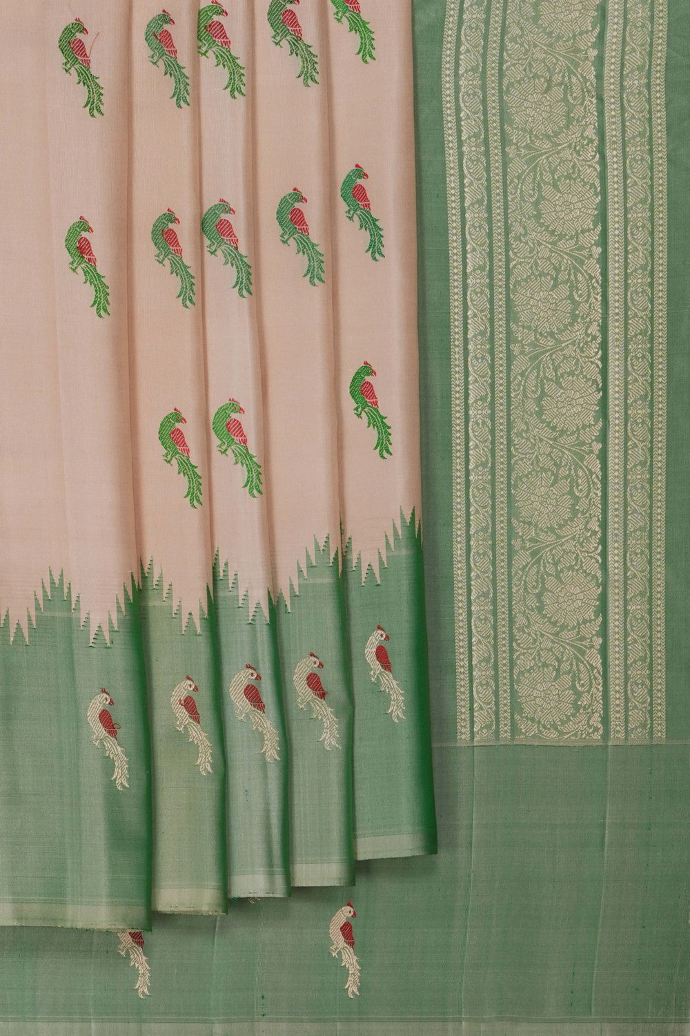 Image of Gadwal Silk Beige Saree