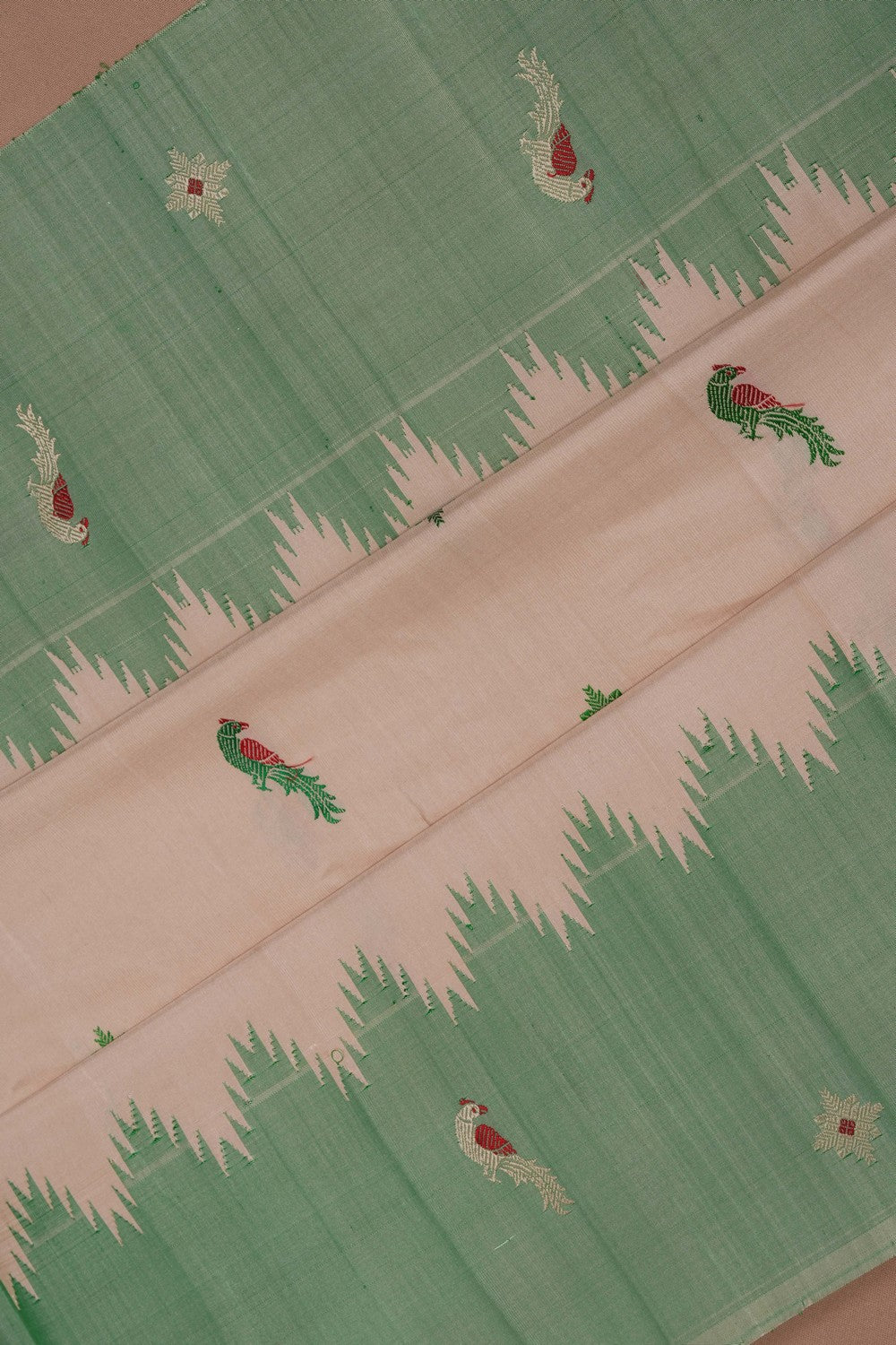 Image of Gadwal Silk Beige Saree