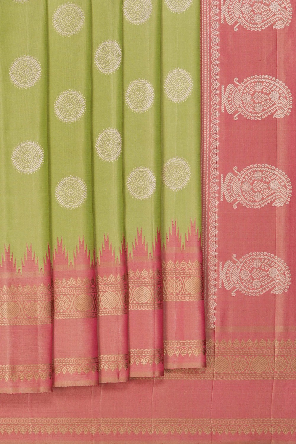 Image of Gadwal Silk Sage Green Saree
