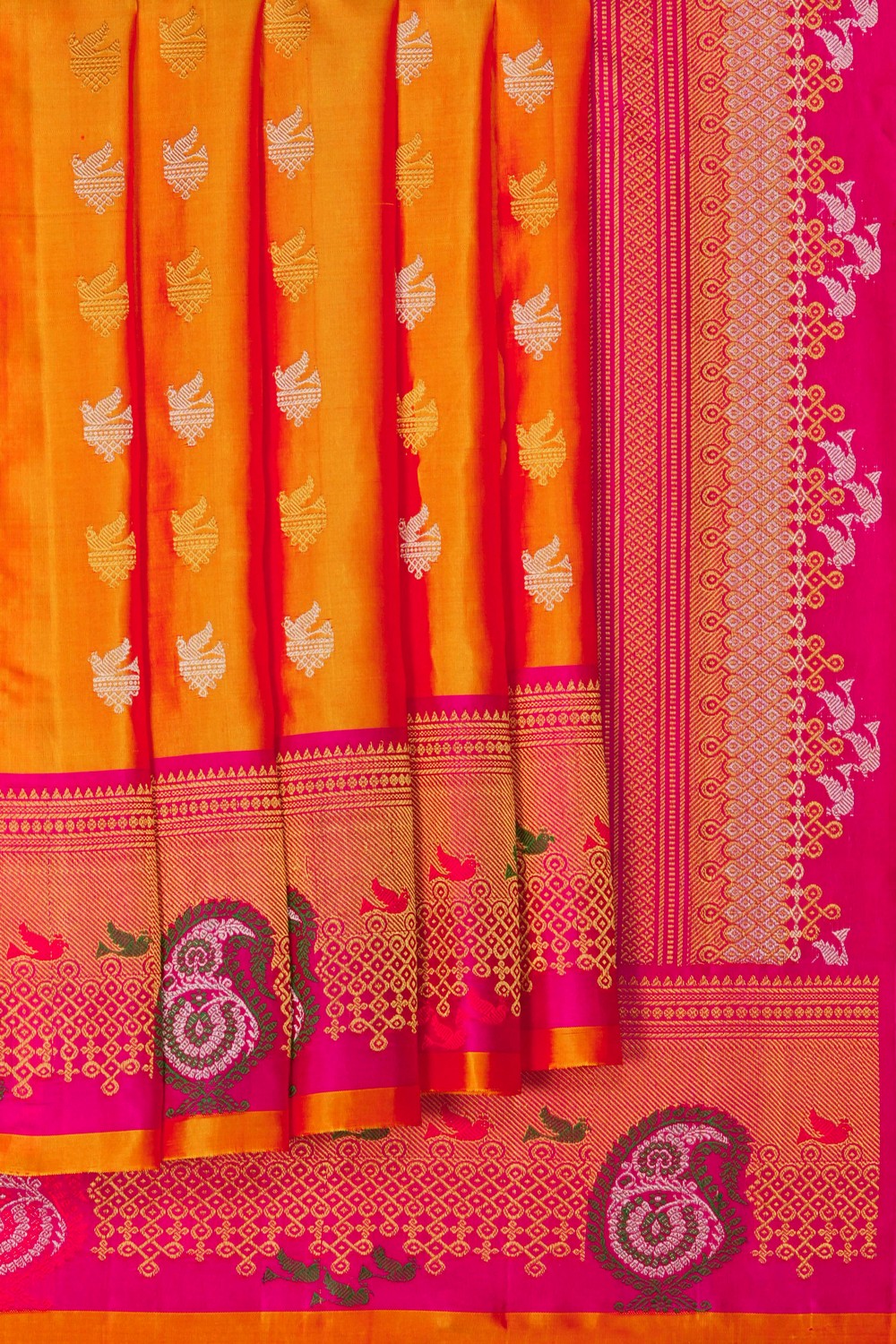 Image of Gadwal Silk Mustard Saree