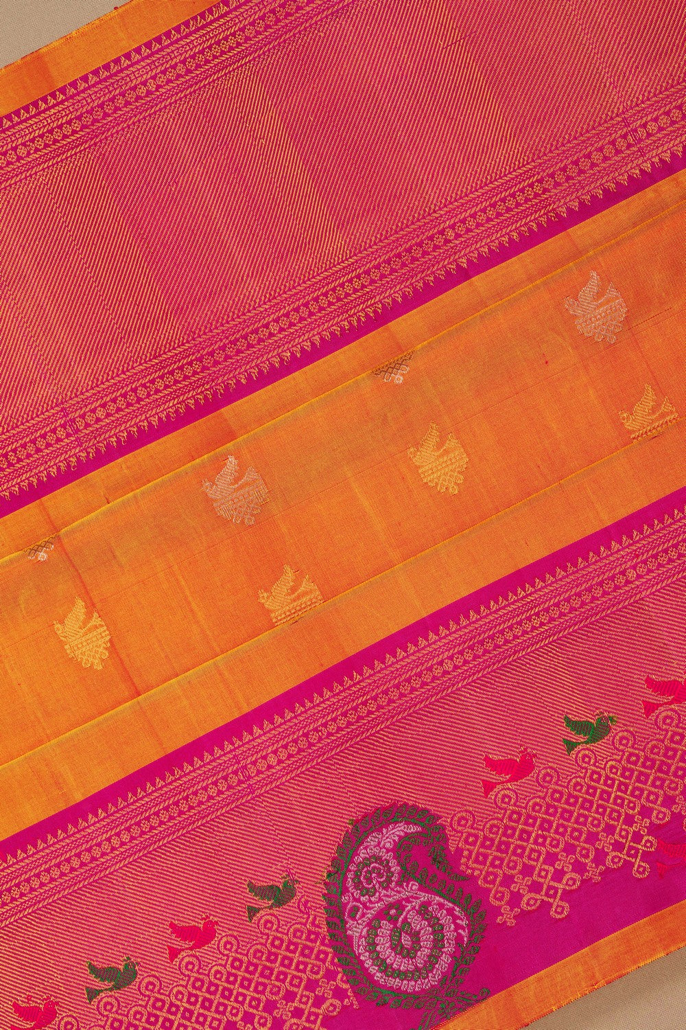 Image of Gadwal Silk Mustard Saree