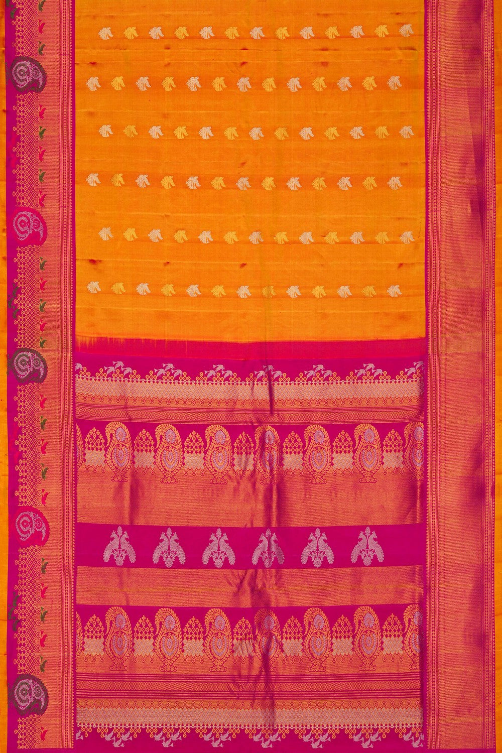 Image of Gadwal Silk Mustard Saree