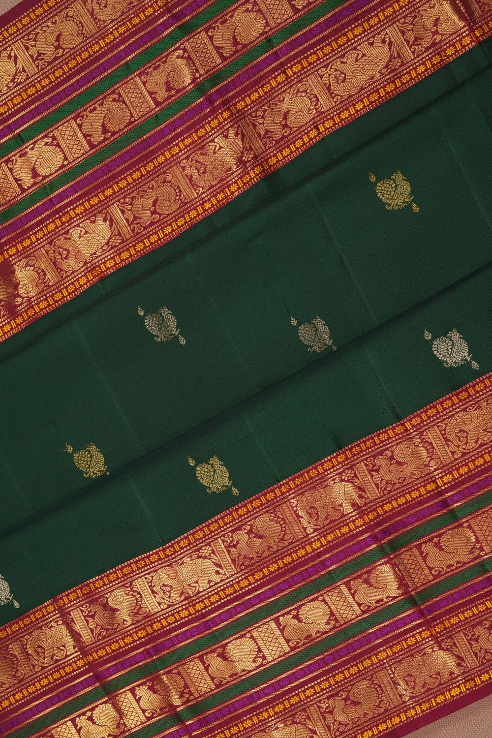 Image of Kanchipattu Bottle Green Saree