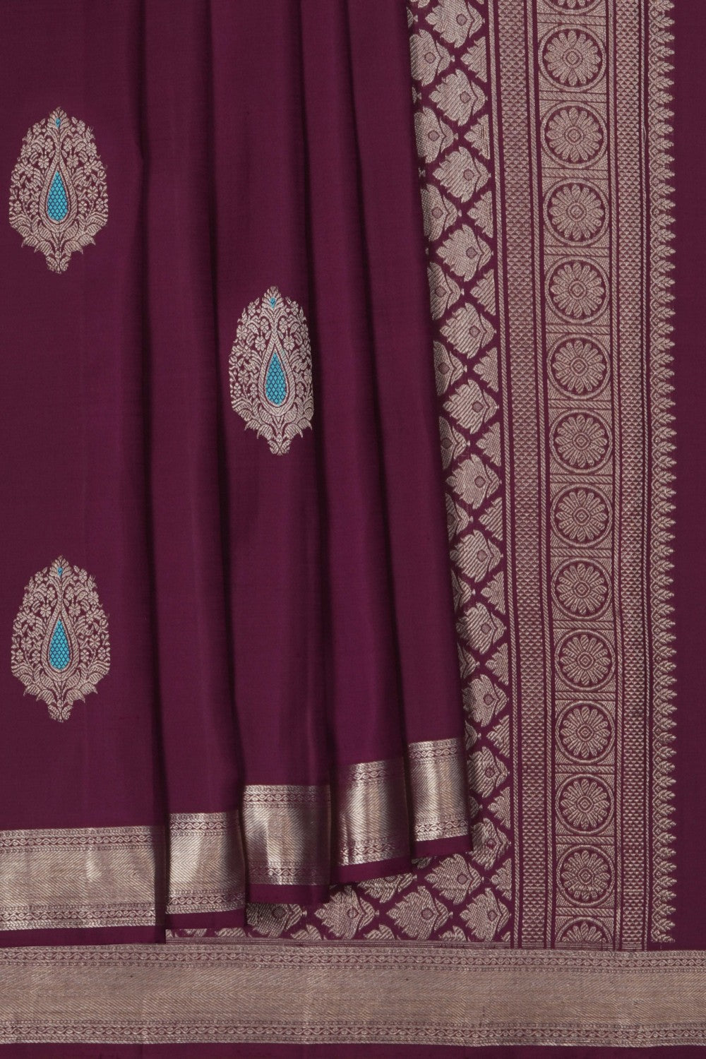 Image of Kanchipattu Deep Wine Purple Saree