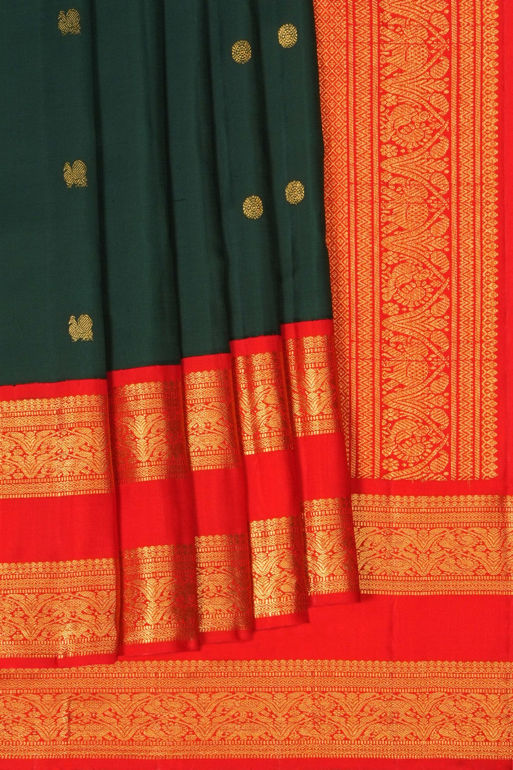 Image of Kanchipattu Bottle Green Saree