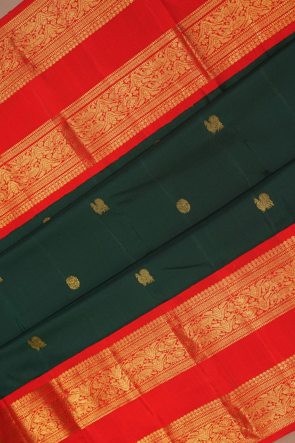Image of Kanchipattu Bottle Green Saree
