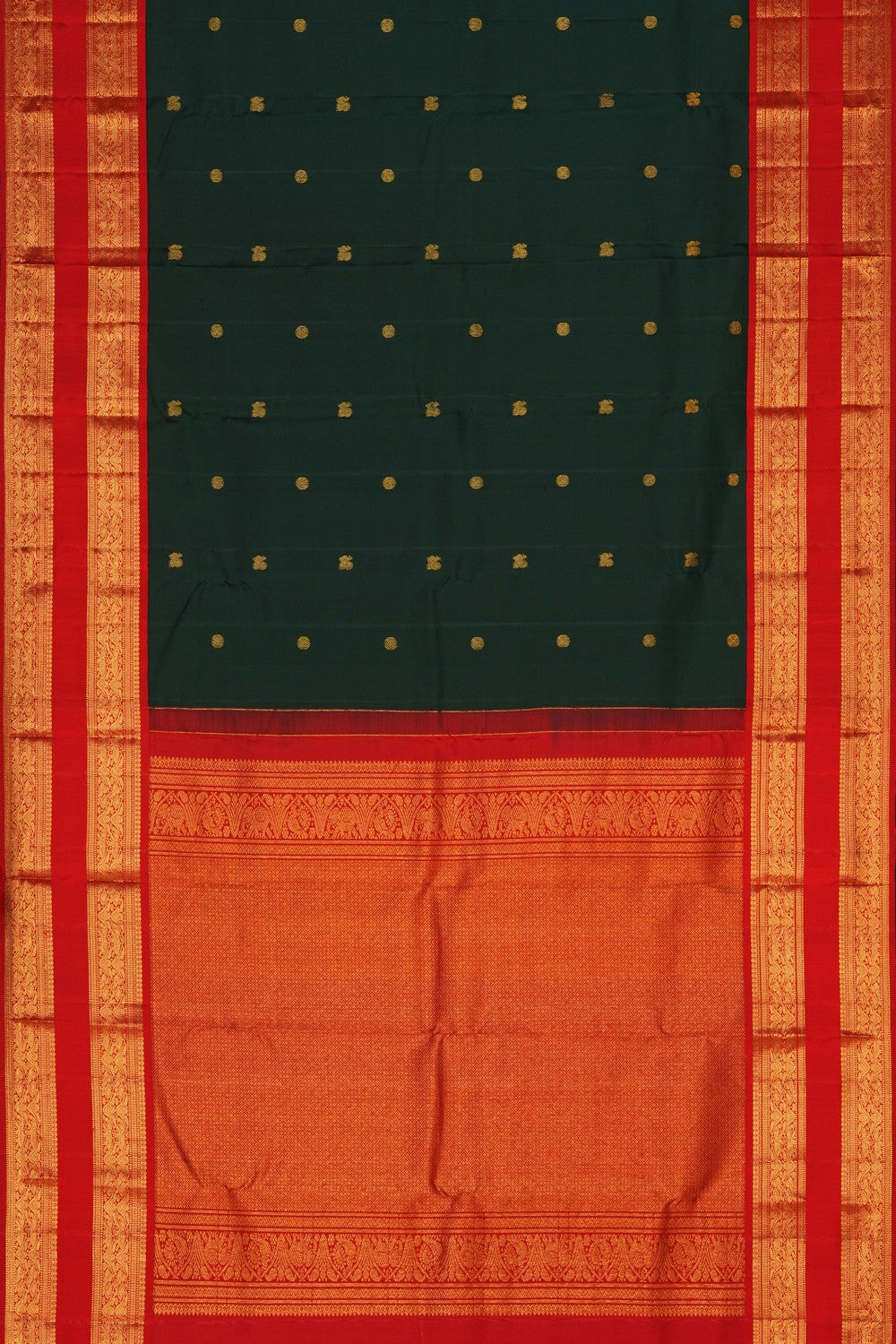 Image of Kanchipattu Bottle Green Saree