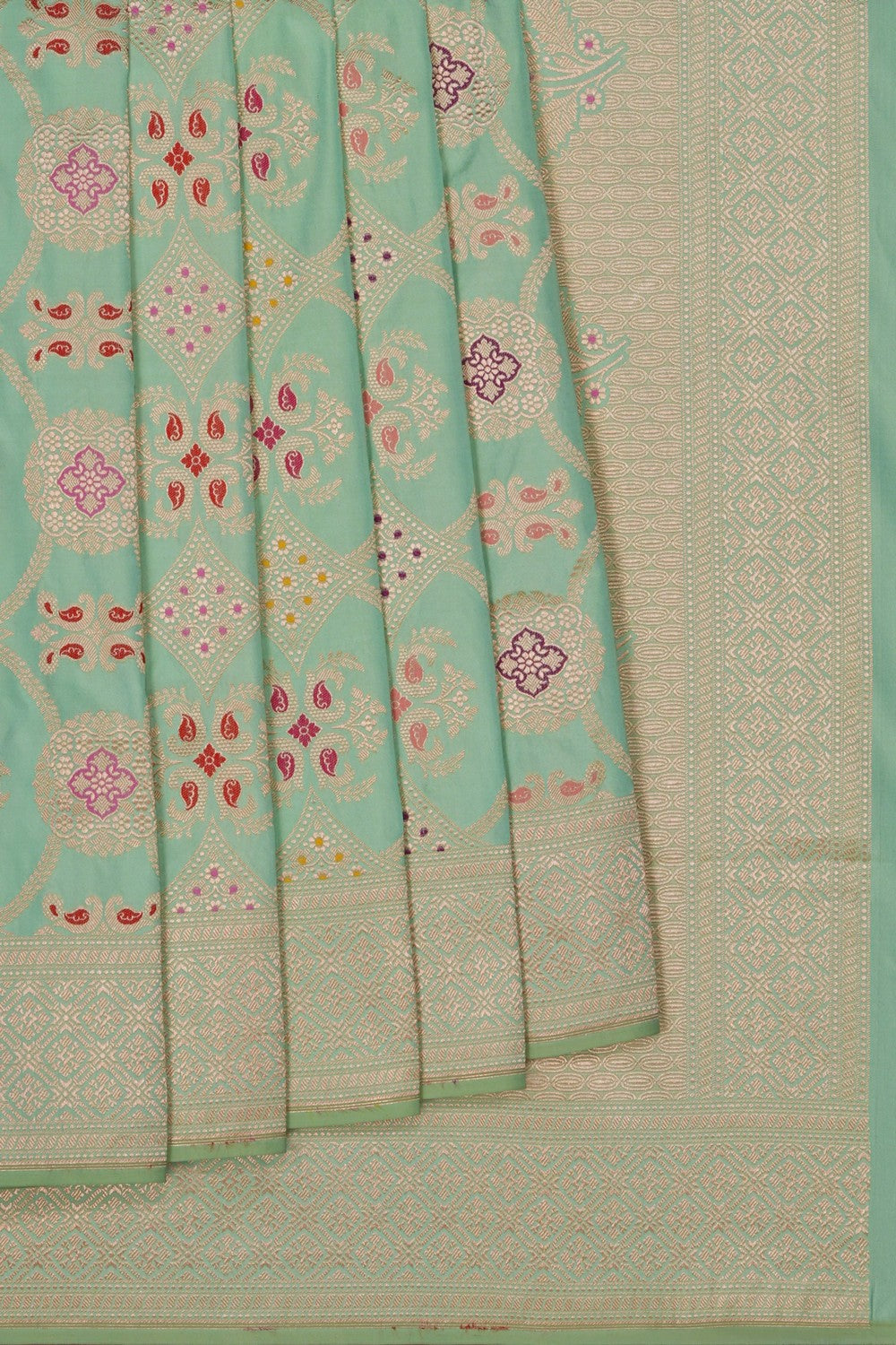 Image of Banarasi Silk Brocade Green Saree