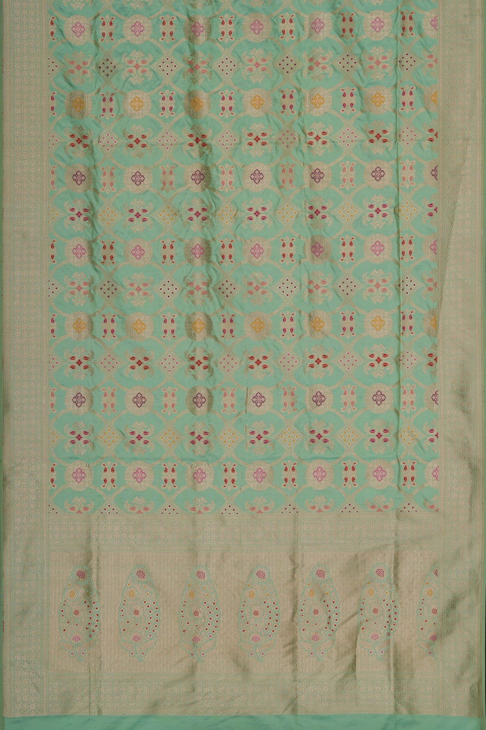 Image of Banarasi Silk Brocade Green Saree