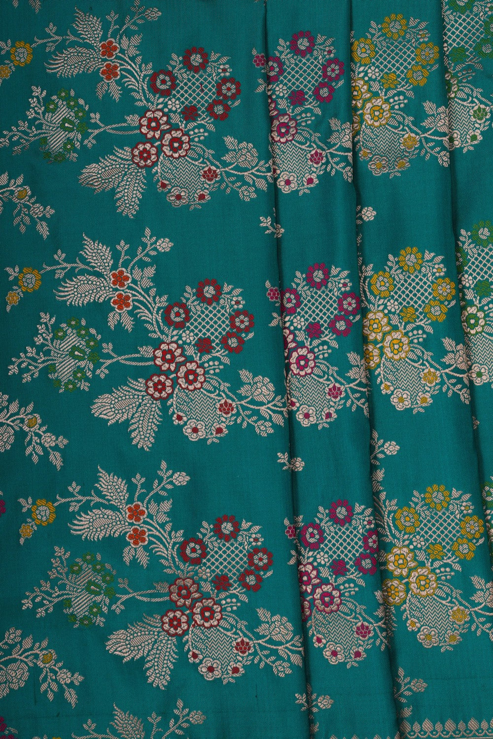 Image of Banarasi Silk Brocade Teal Green Saree