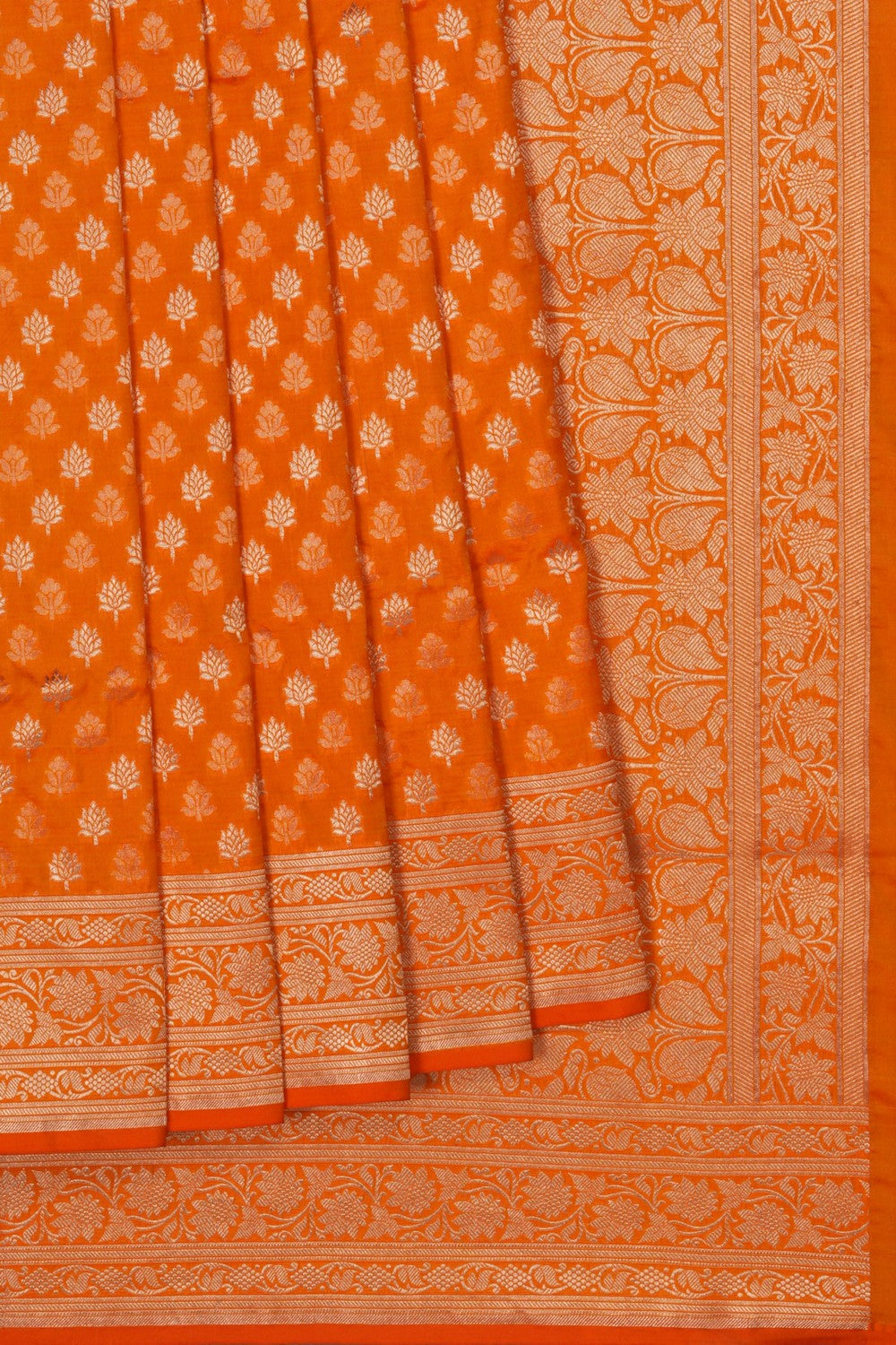 Image of Banarasi Silk Brocade Orange Saree