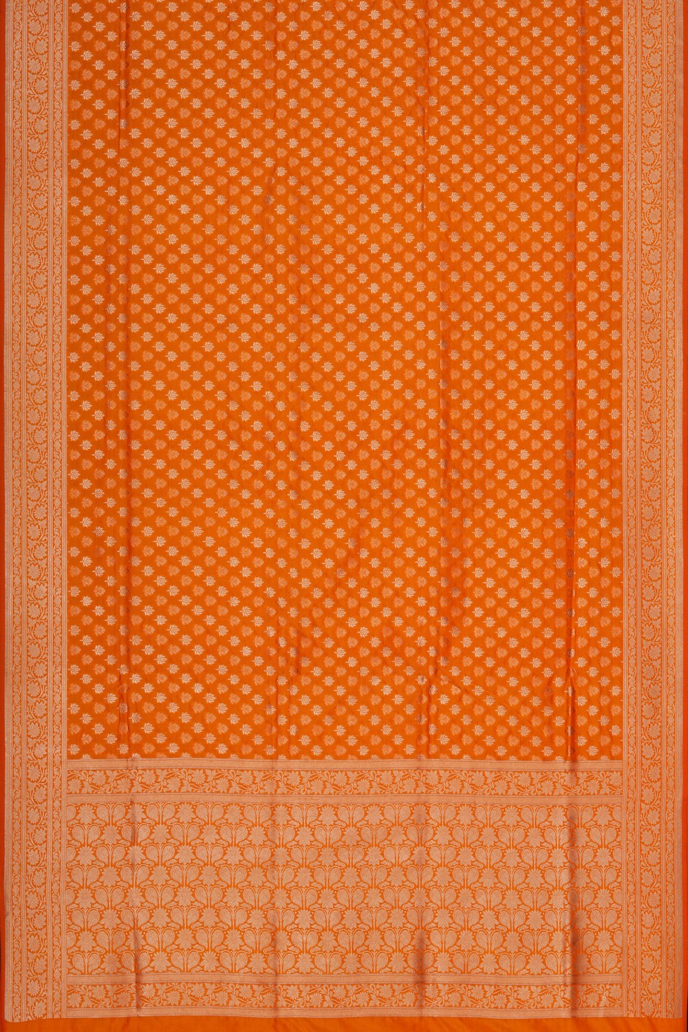 Image of Banarasi Silk Brocade Orange Saree