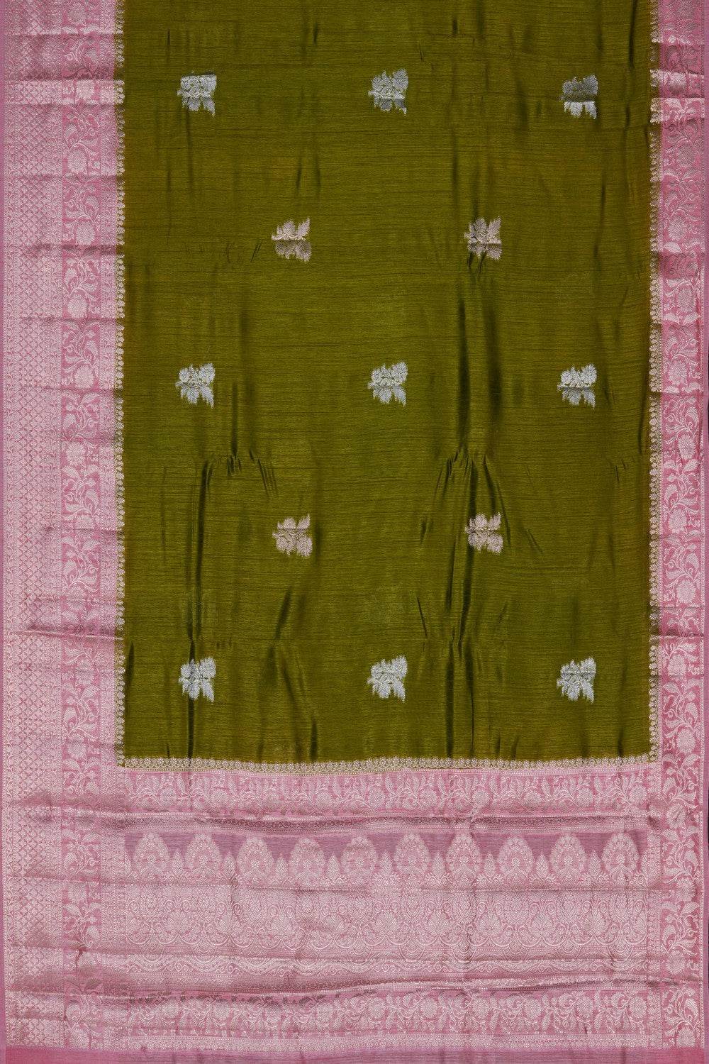 Image of Banarasi Tussar Silk Green Saree