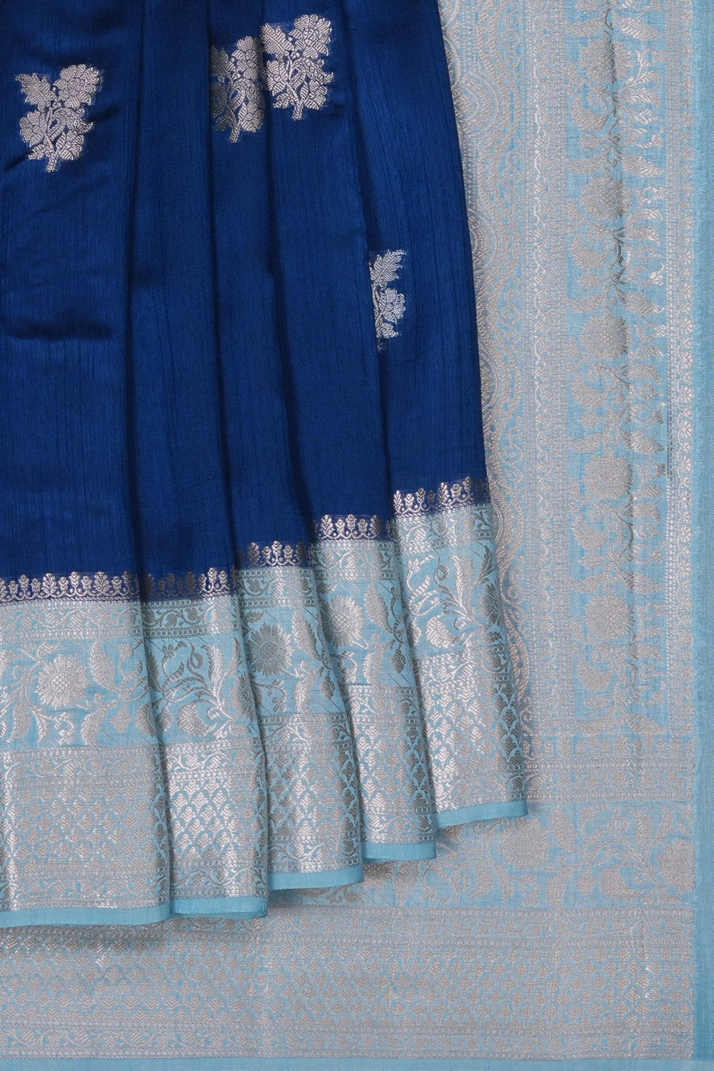 Image of Banarasi Tussar Silk Blue Saree
