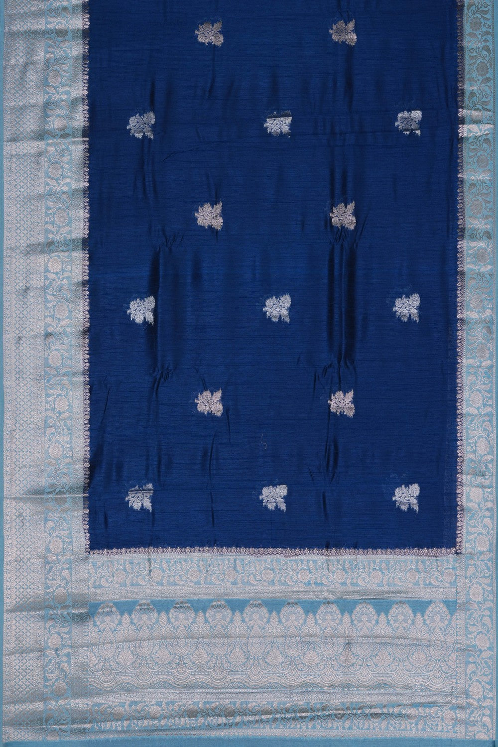 Image of Banarasi Tussar Silk Blue Saree