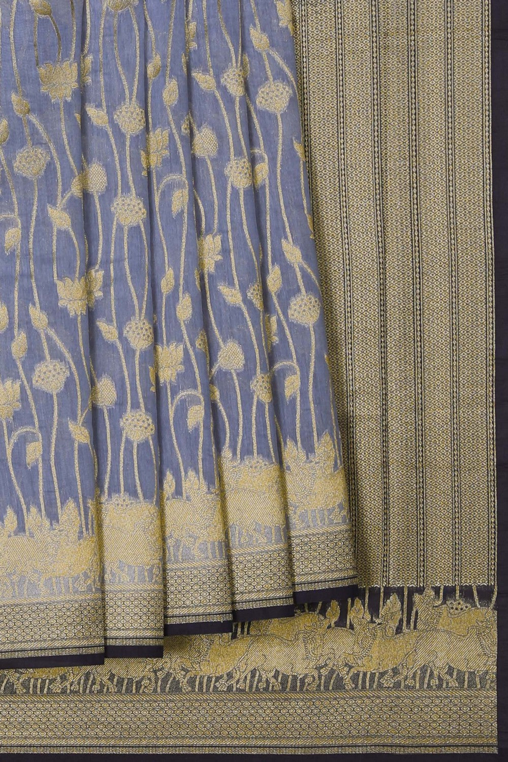 Image of Banarasi Silk Cotton Grey Saree