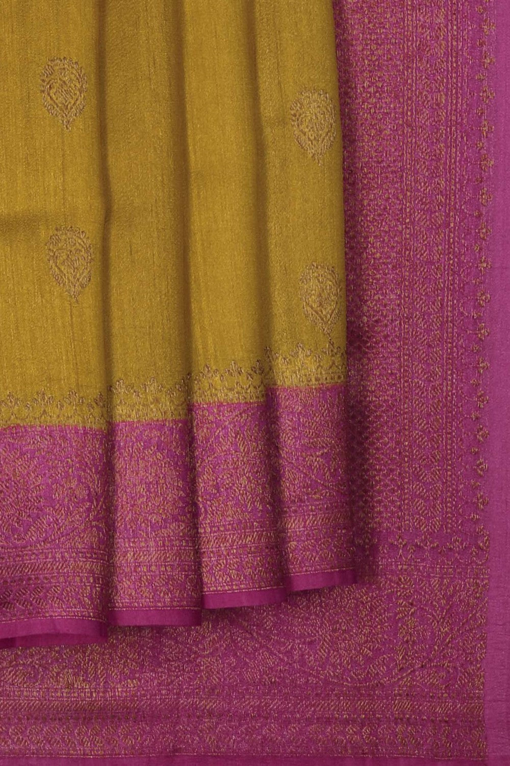 Image of Banarasi Tussar Silk Mustard Saree