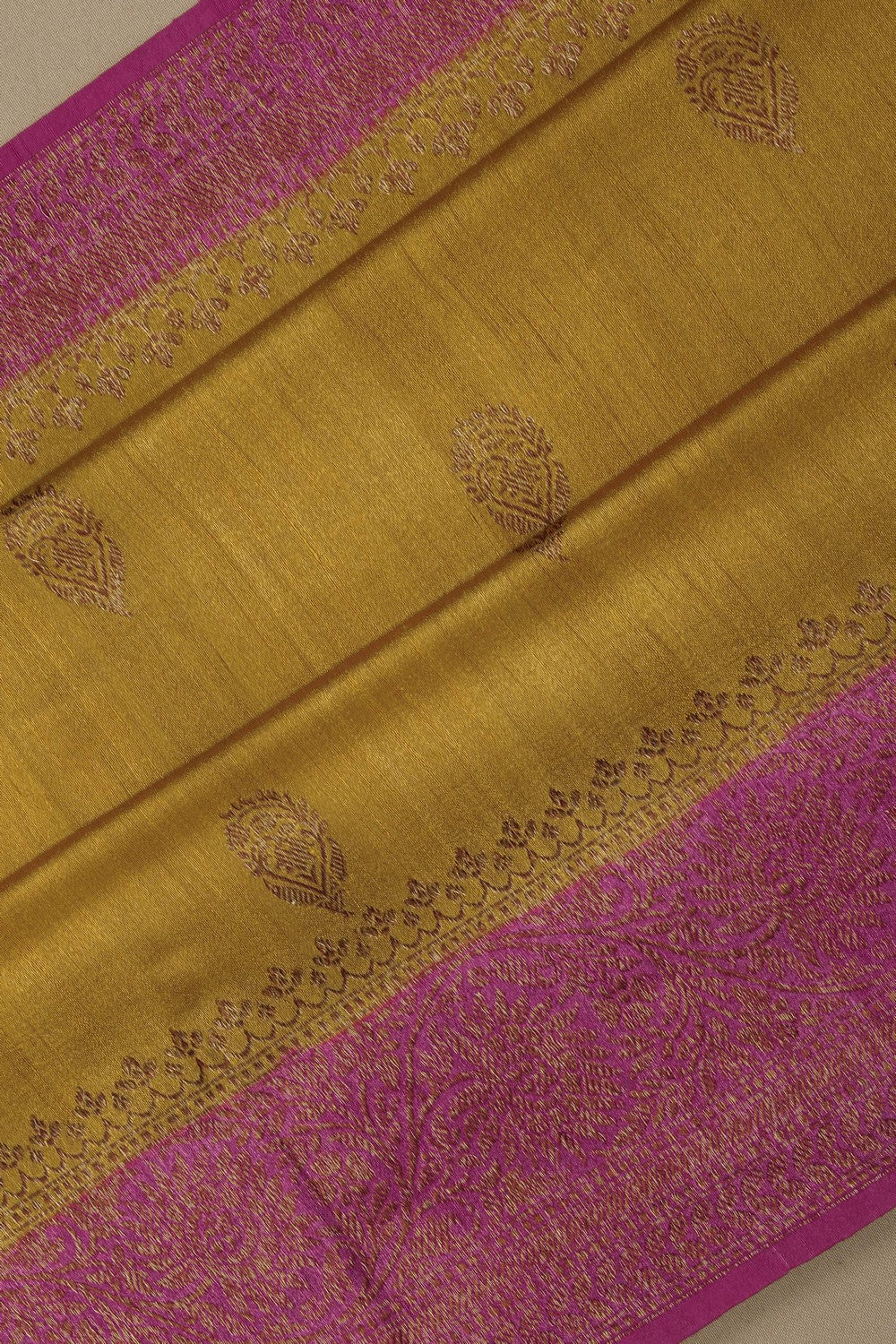 Image of Banarasi Tussar Silk Mustard Saree