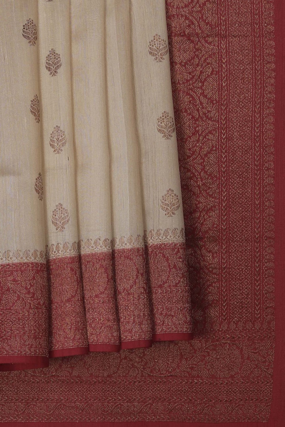 Image of Banarasi Tussar Silk Off-White Saree
