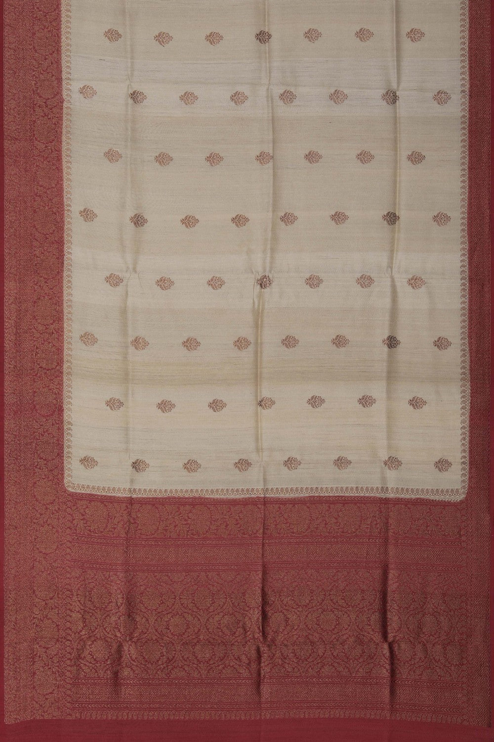 Image of Banarasi Tussar Silk Off-White Saree