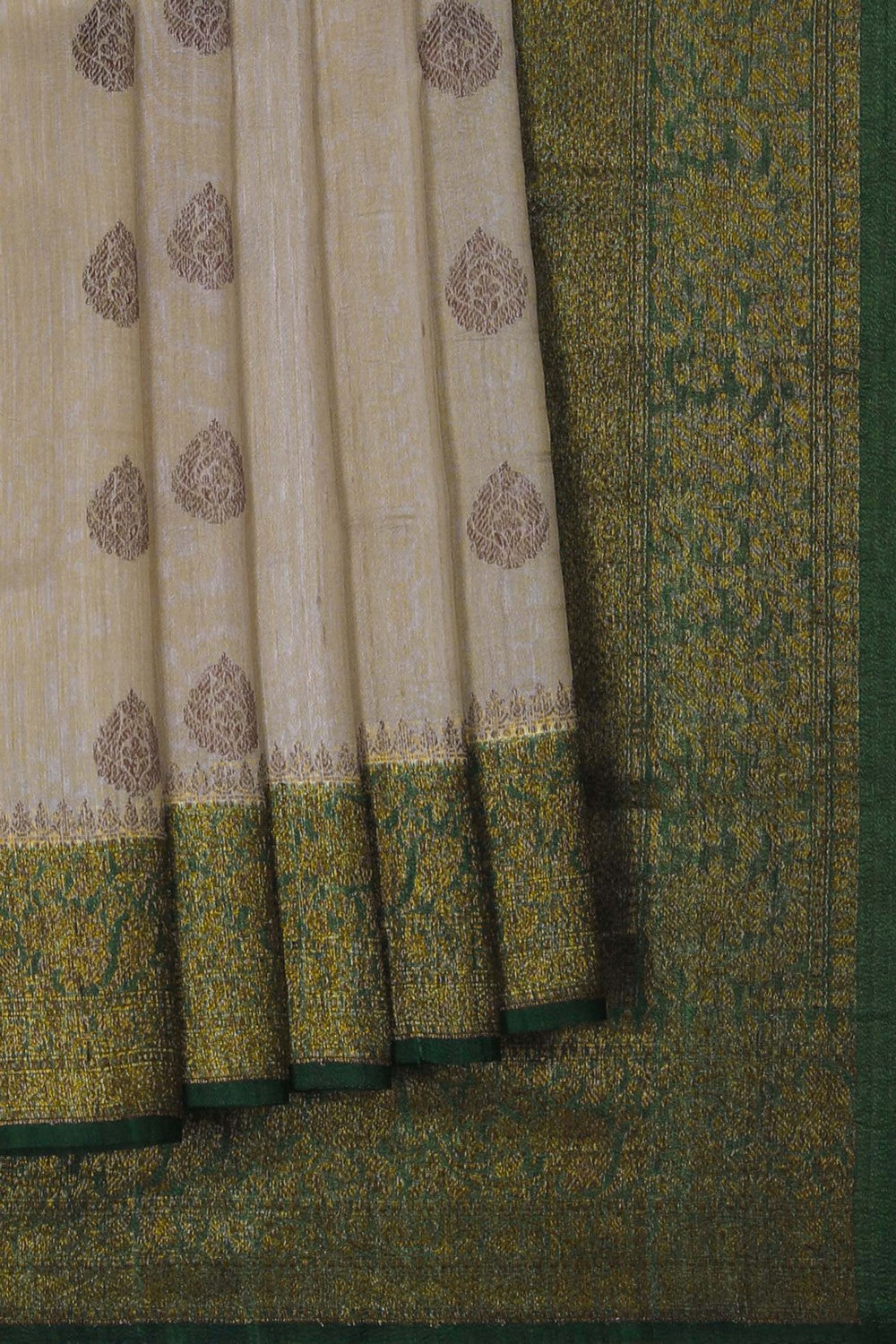 Image of Banarasi Tussar Silk Off-White Saree