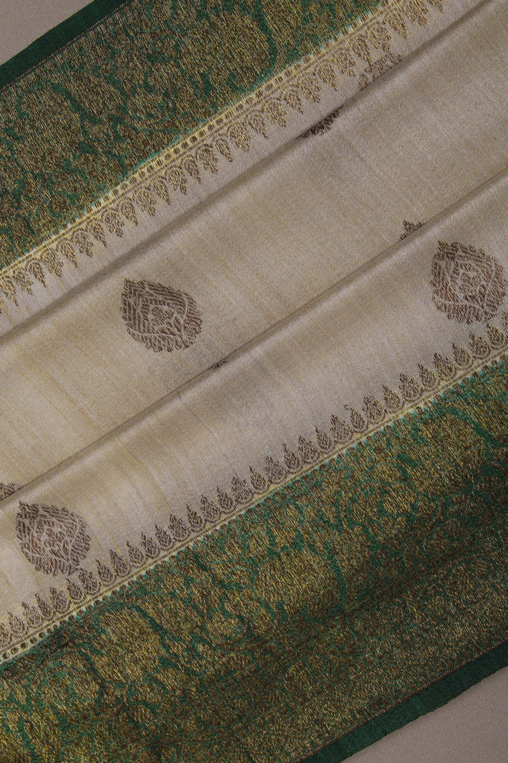 Image of Banarasi Tussar Silk Off-White Saree