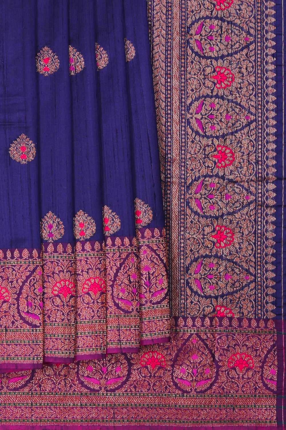 Image of Banarasi Dupion Silk Indigo Blue Saree