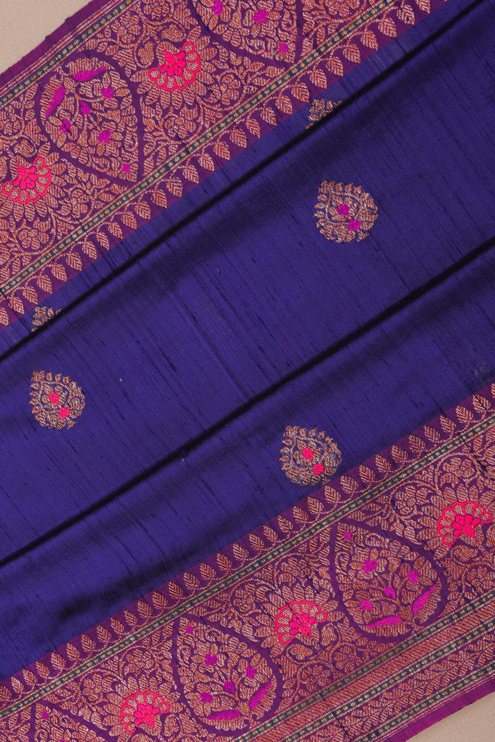 Image of Banarasi Dupion Silk Indigo Blue Saree