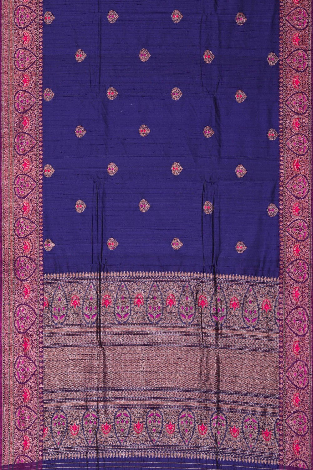 Image of Banarasi Dupion Silk Indigo Blue Saree