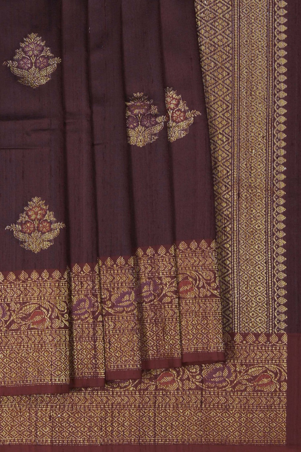 Image of Banarasi Dupion Silk Brown Saree
