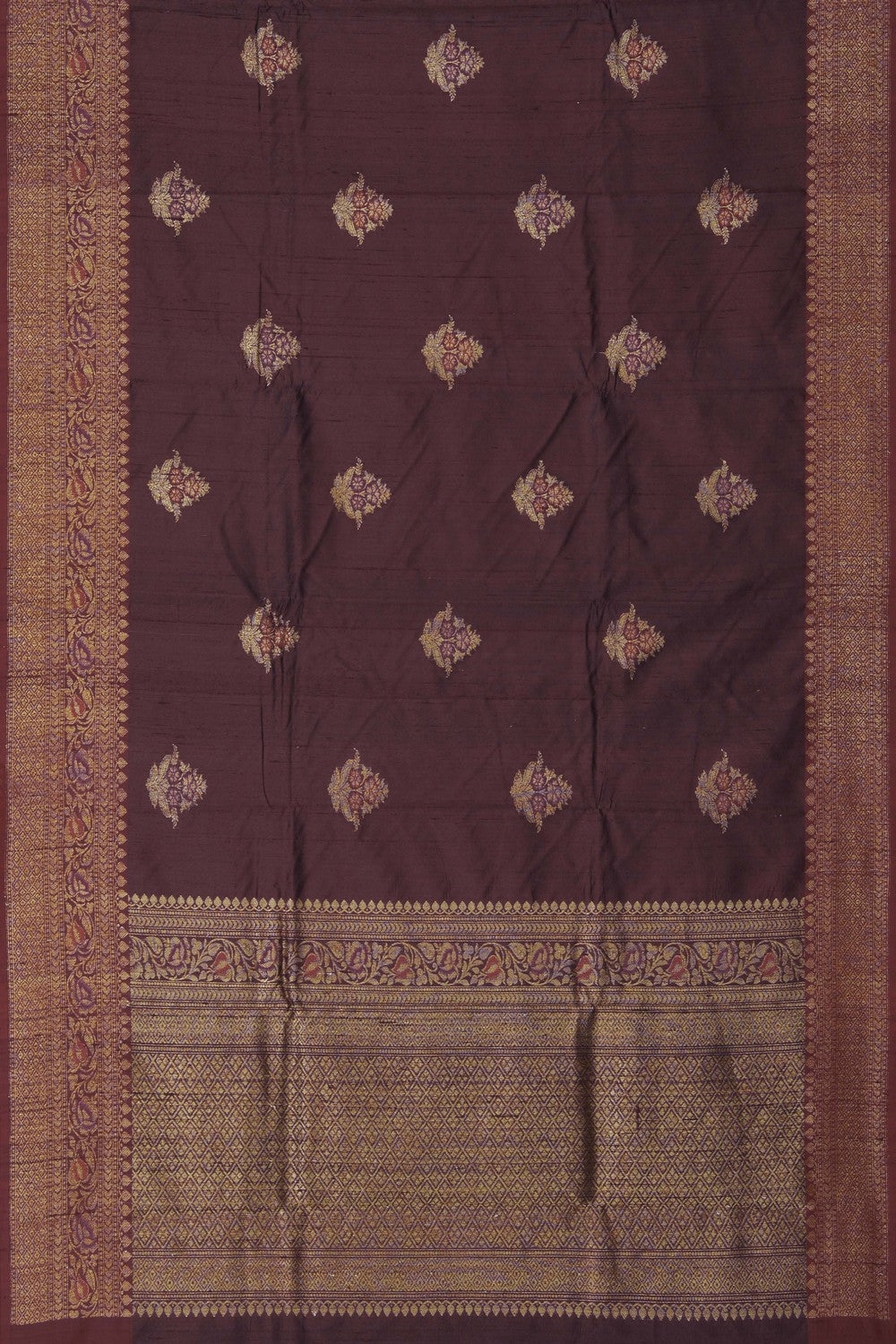 Image of Banarasi Dupion Silk Brown Saree