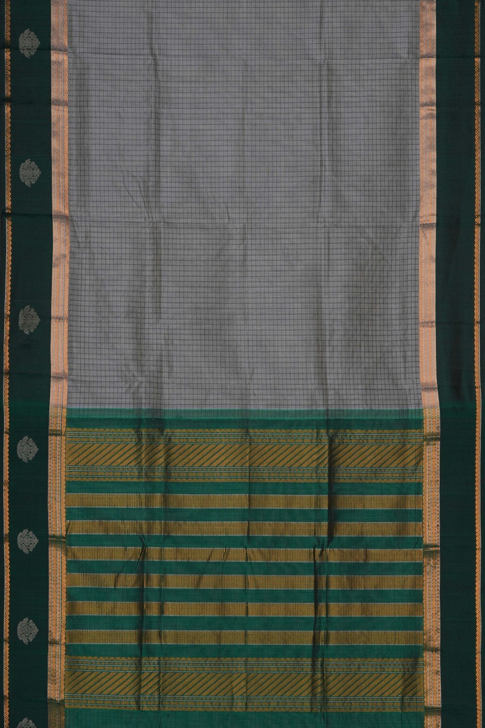 Image of Kuppadam Silk Cotton Grey Saree