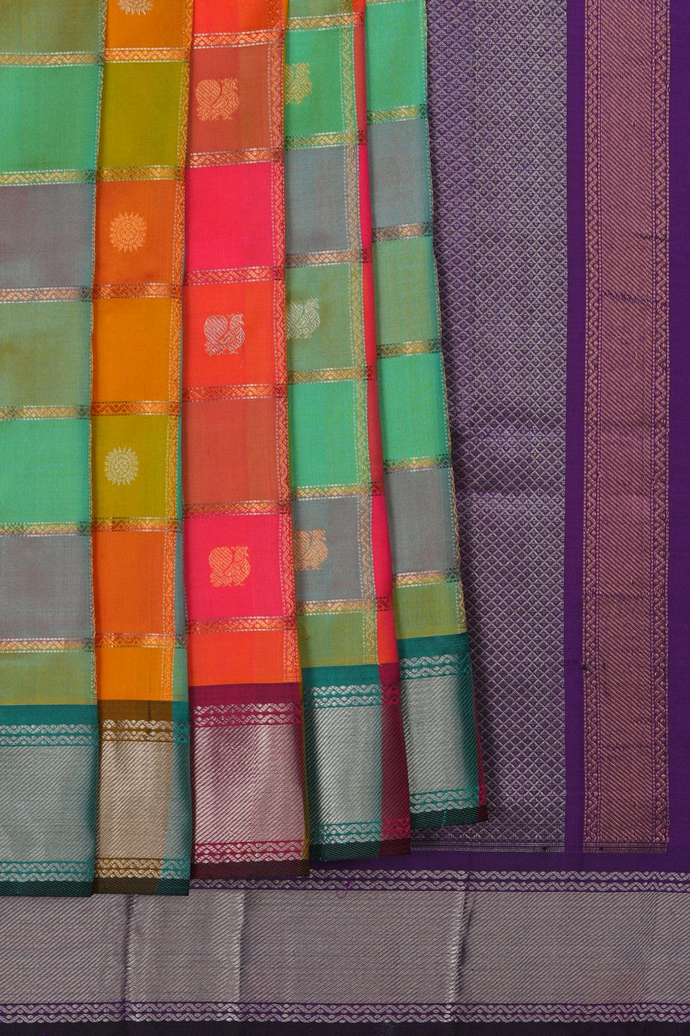 Image of Kuppadam Silk Multi Checks Saree