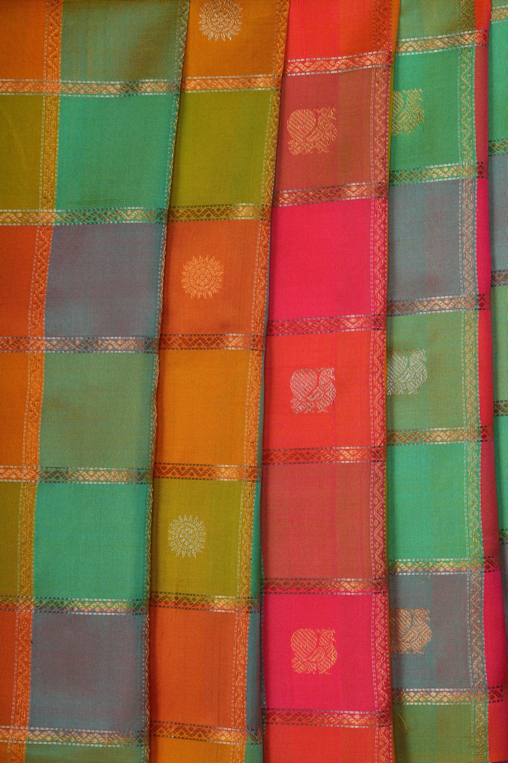 Image of Kuppadam Silk Multi Checks Saree