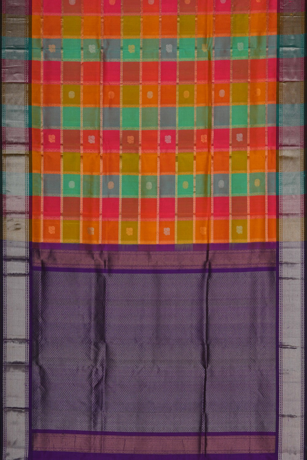 Image of Kuppadam Silk Multi Checks Saree