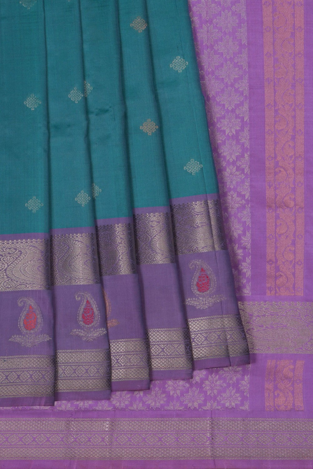 Image of Kuppadam Silk Teal Blue Saree