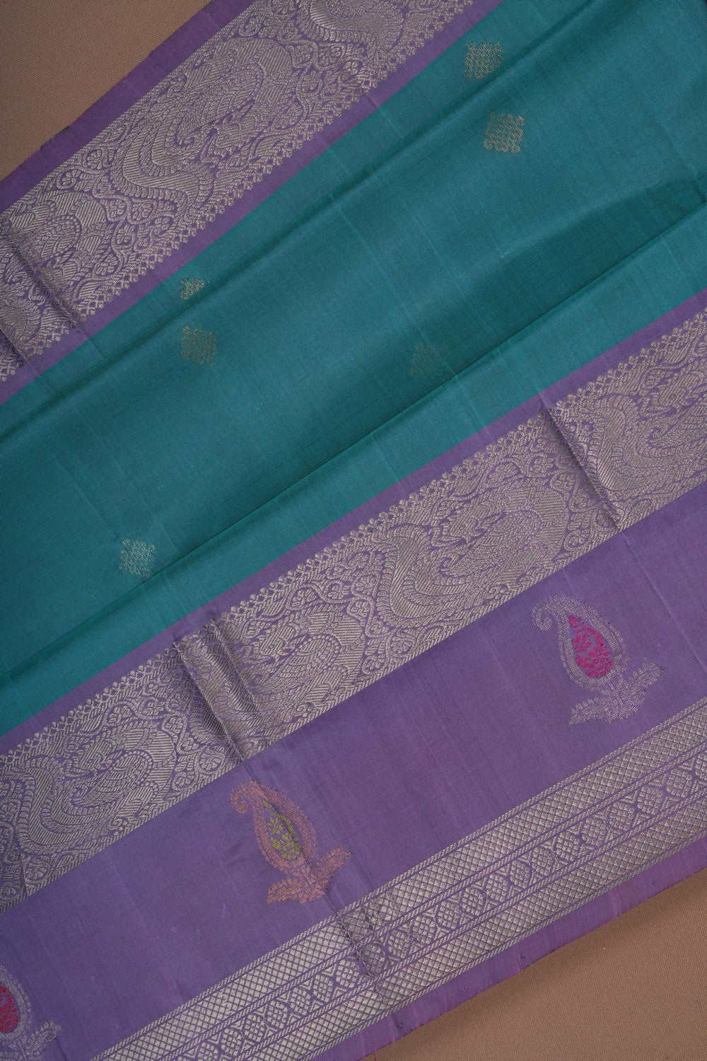 Image of Kuppadam Silk Teal Blue Saree