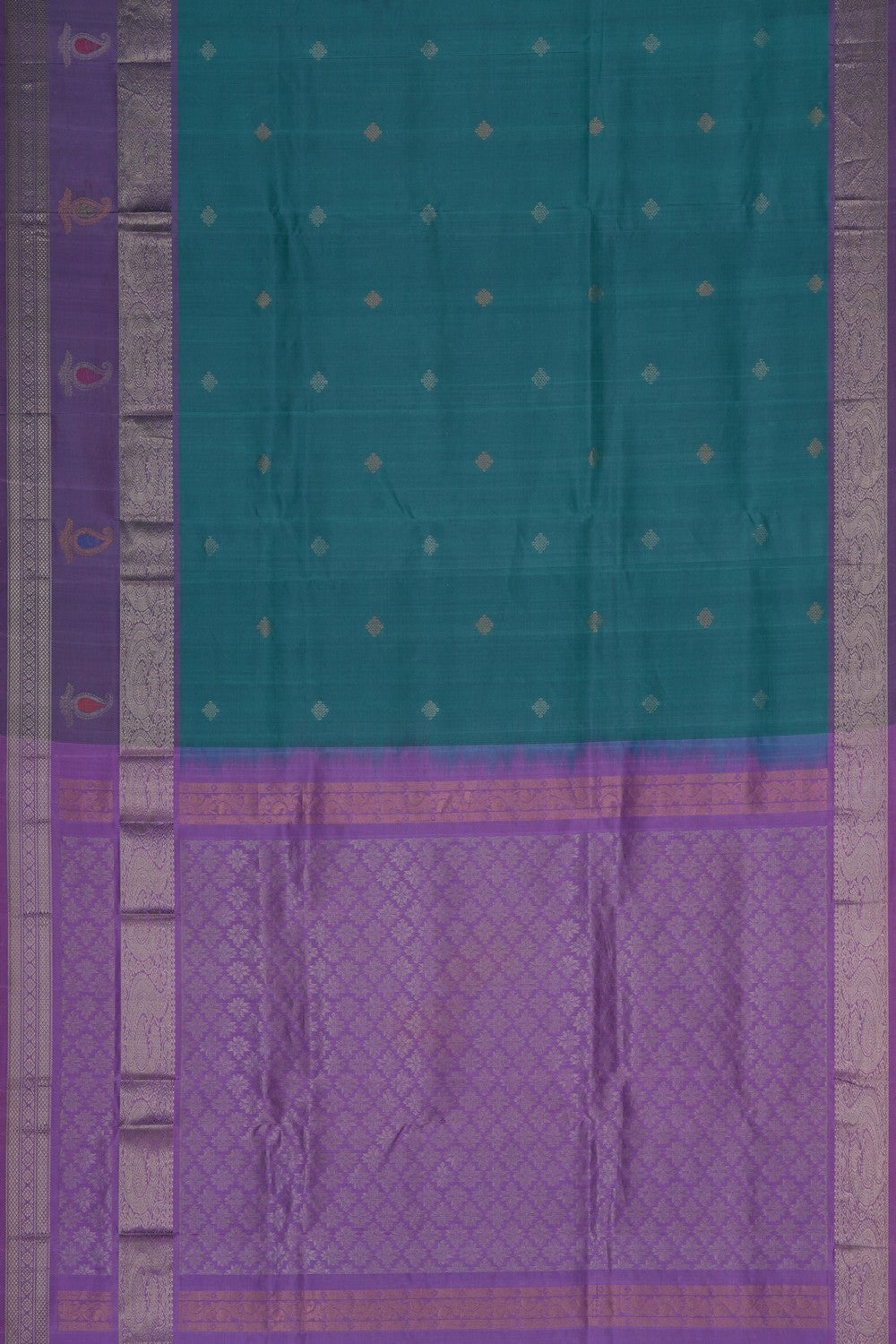 Image of Kuppadam Silk Teal Blue Saree
