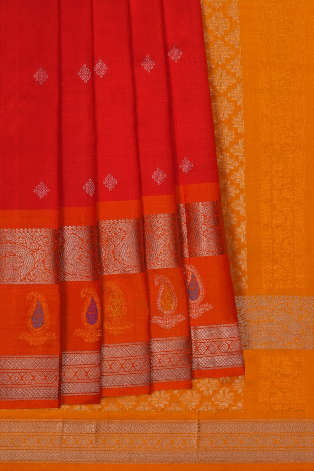 Image of Kuppadam Silk Red Saree