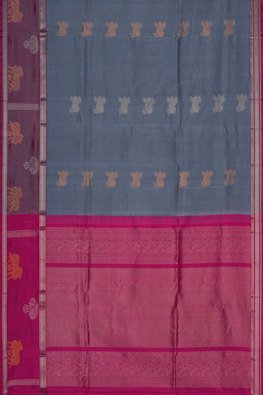 Image of Kuppadam Silk Grey Saree