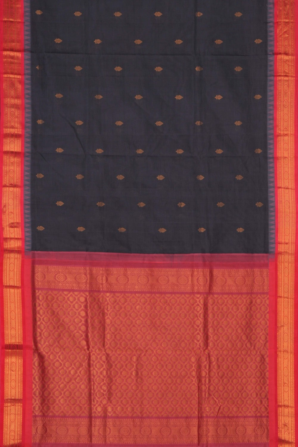 Image of Kuppadam Silk Cotton Grey Saree