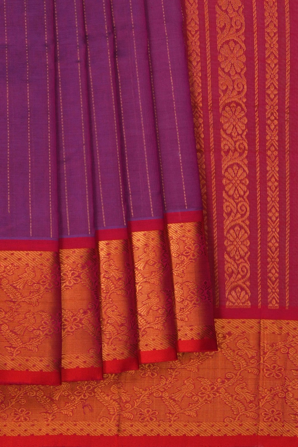 Image of Kuppadam Silk Cotton Purple Saree