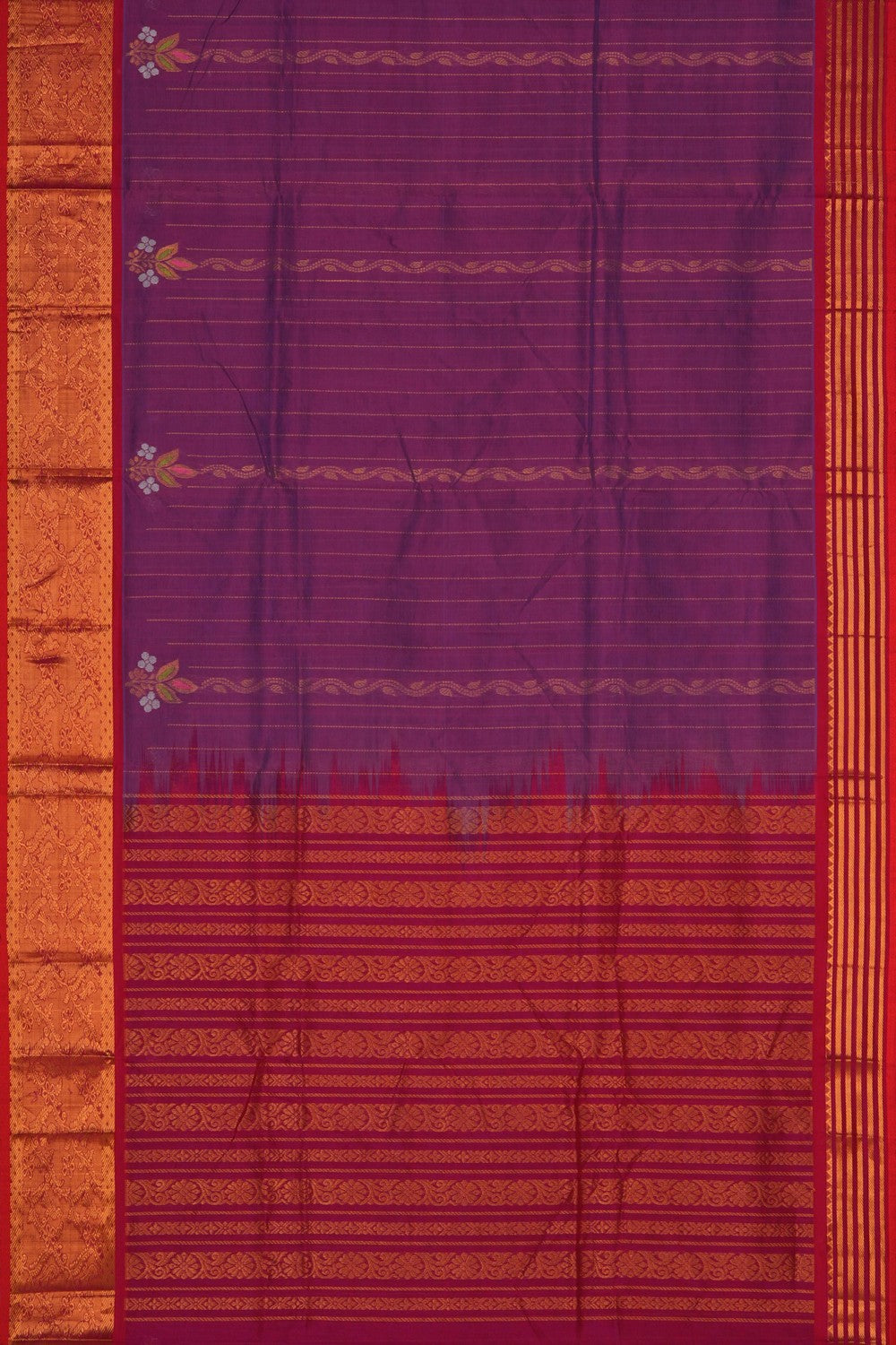 Image of Kuppadam Silk Cotton Purple Saree