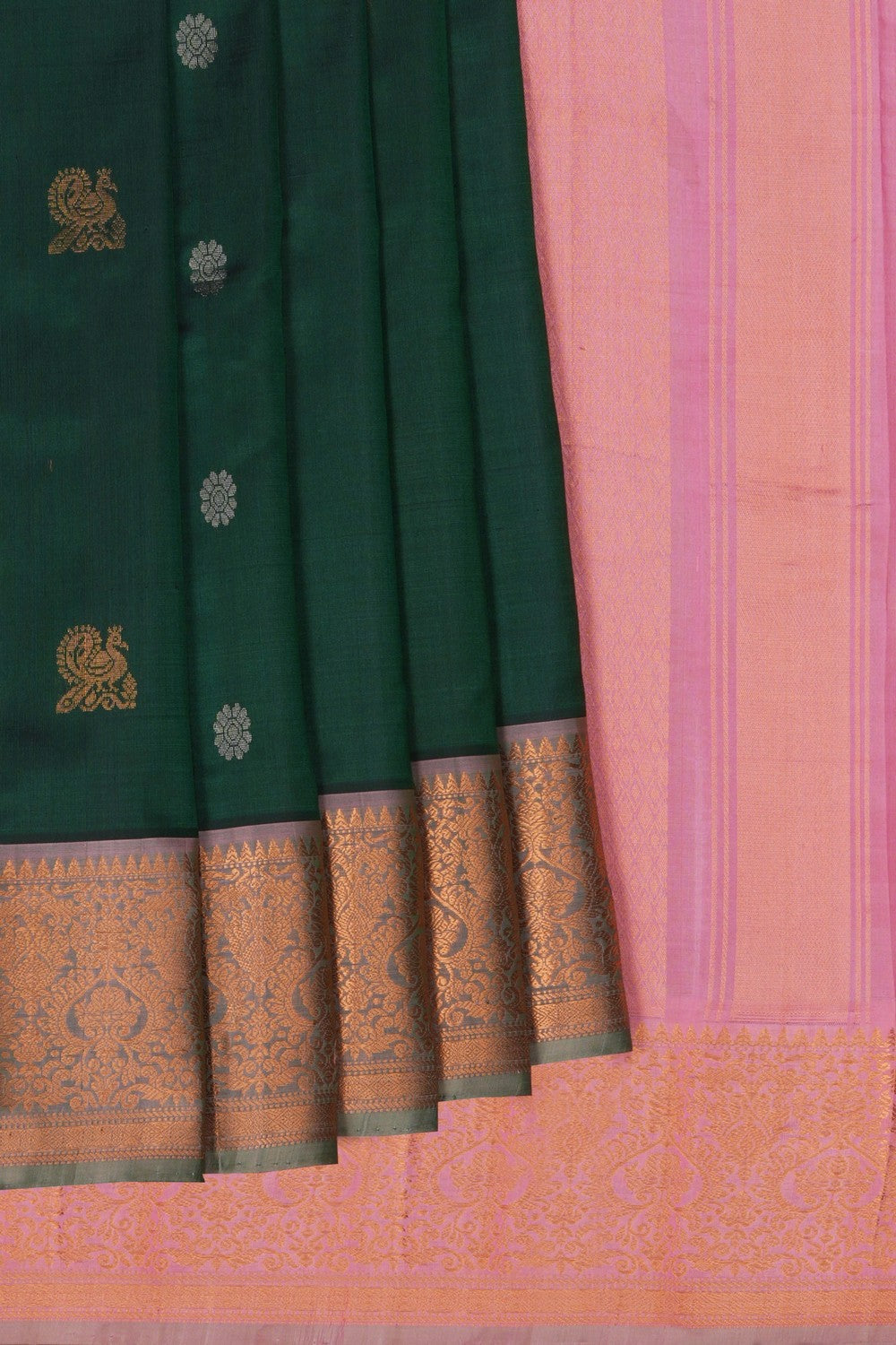Image of Kuppadam Silk Green Saree