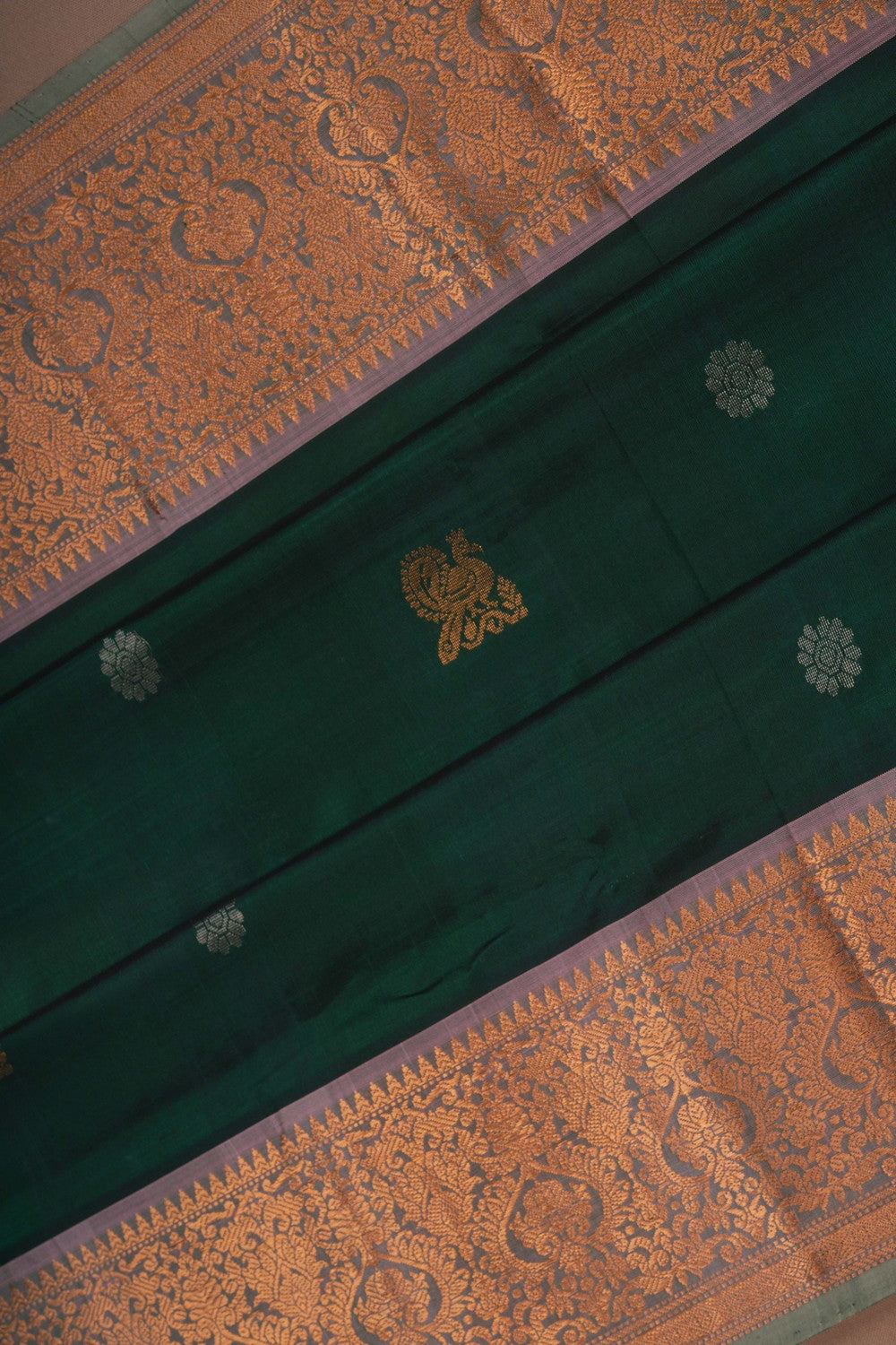 Image of Kuppadam Silk Green Saree